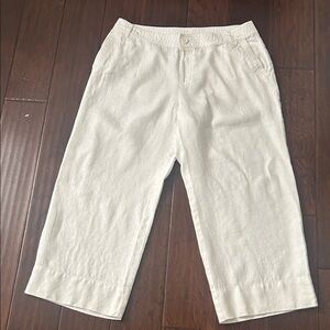 Women’s White Linen Cropped Pants Liz Claiborne